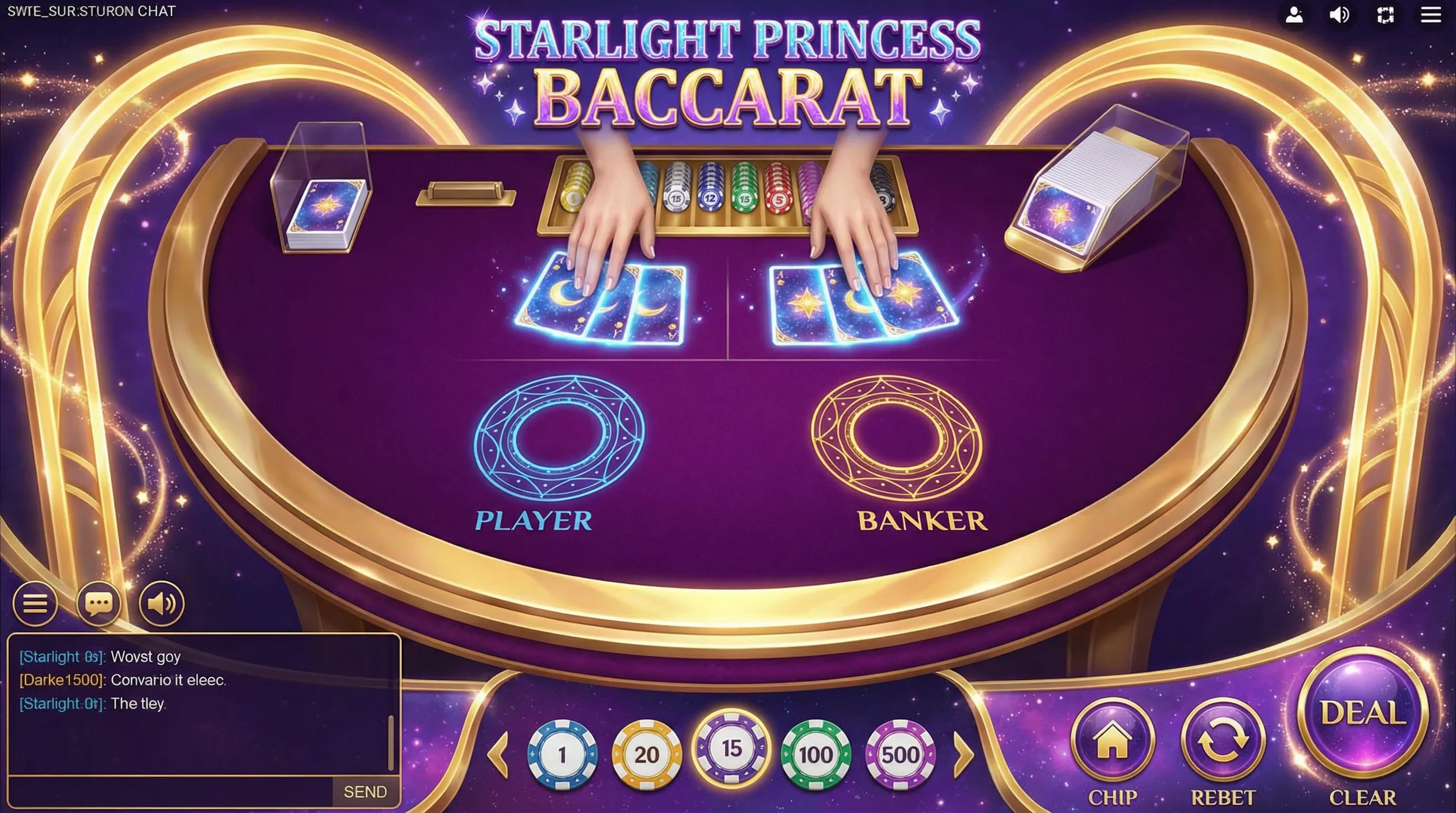 Interface de jogo do Bacará betboom